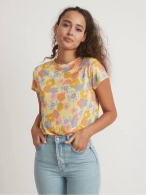Marine Layer Multicolor Spring Swing Crew Floral Short Sleeve Patterned Tee, M